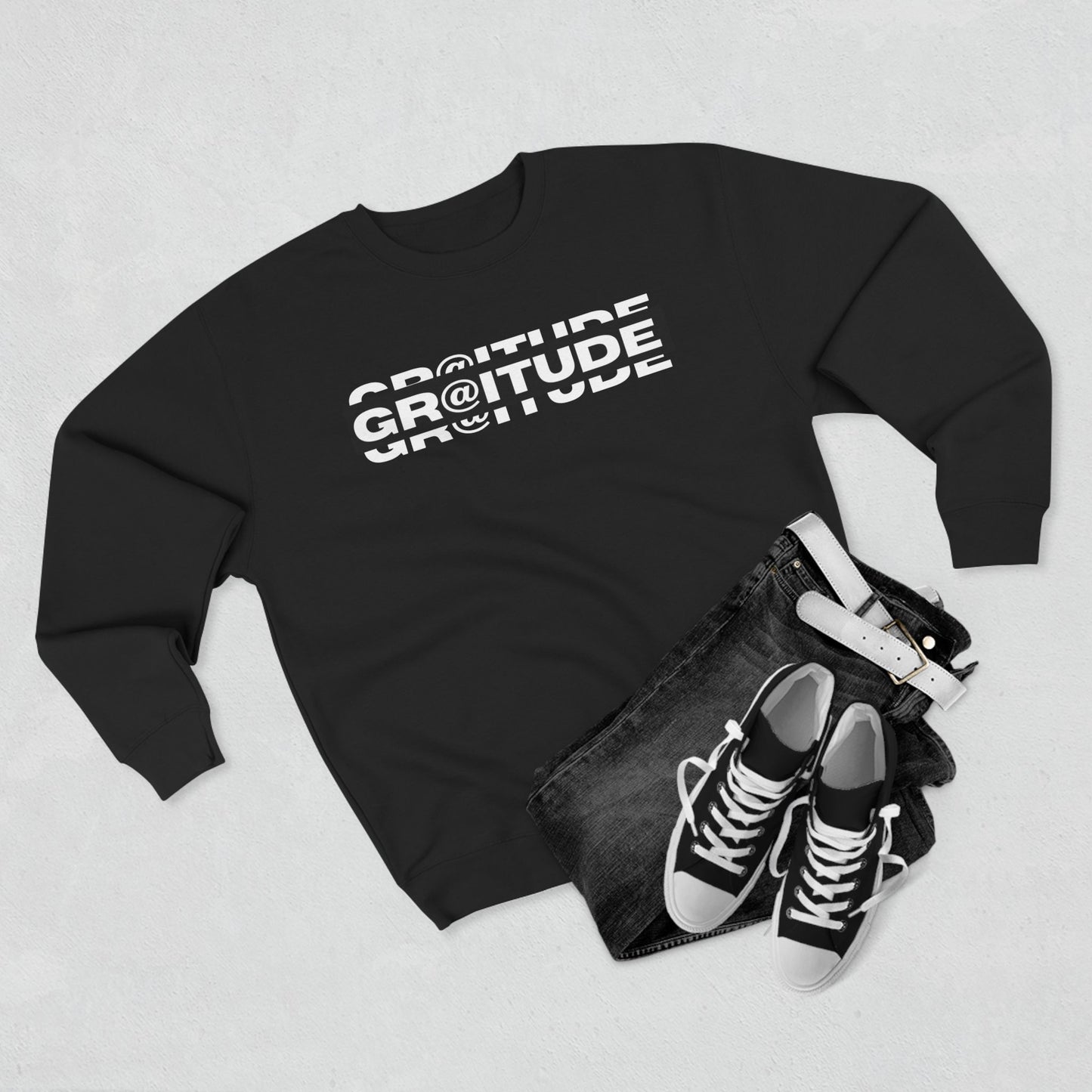 Gratitude Unisex Crewneck Black Sweatshirt