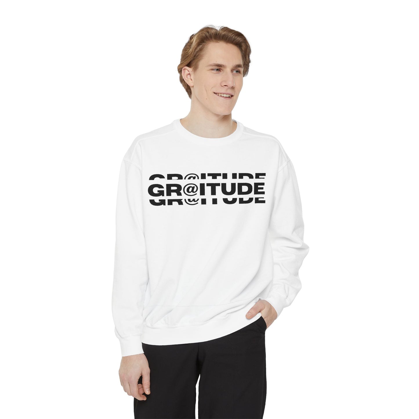 Gratitude Unisex Garment-Dyed White Sweatshirt