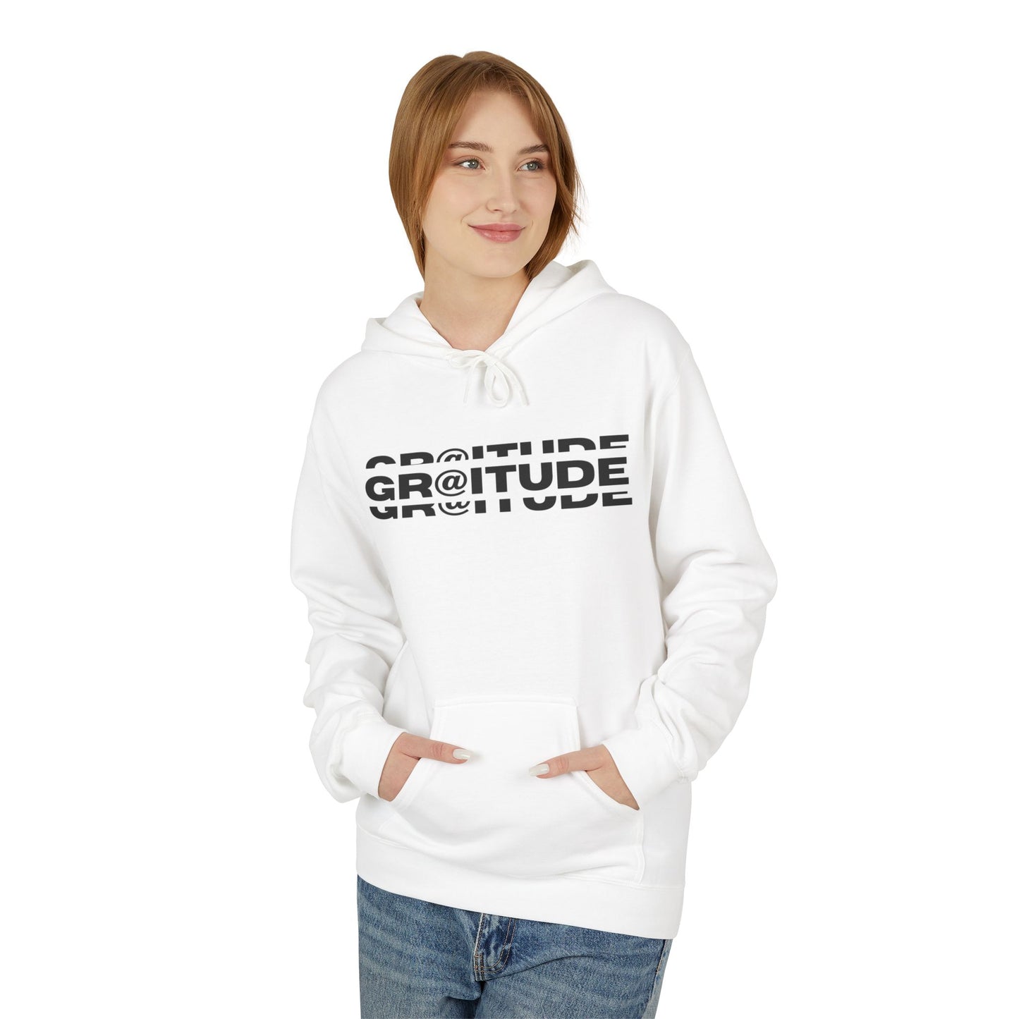 Gratitude Unisex Midweight Softstyle White Fleece Hoodie