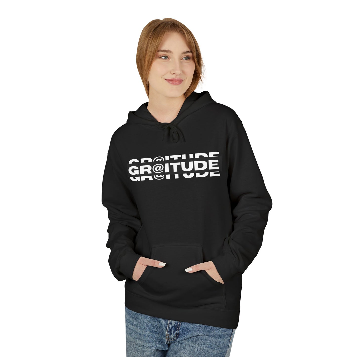 Gratitude Unisex Midweight Softstyle Black Fleece Hoodie