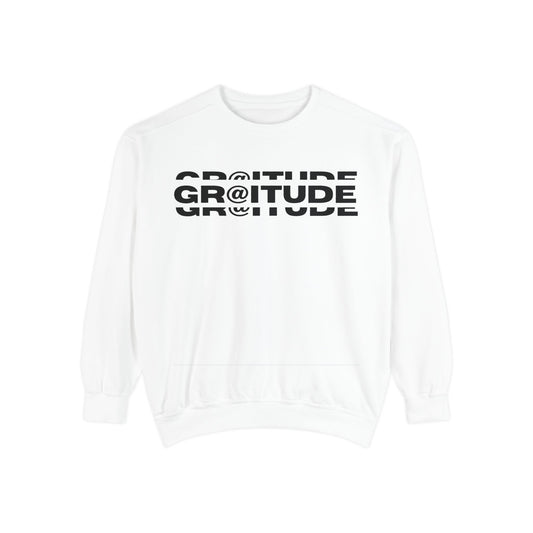 Gratitude Unisex Garment-Dyed White Sweatshirt