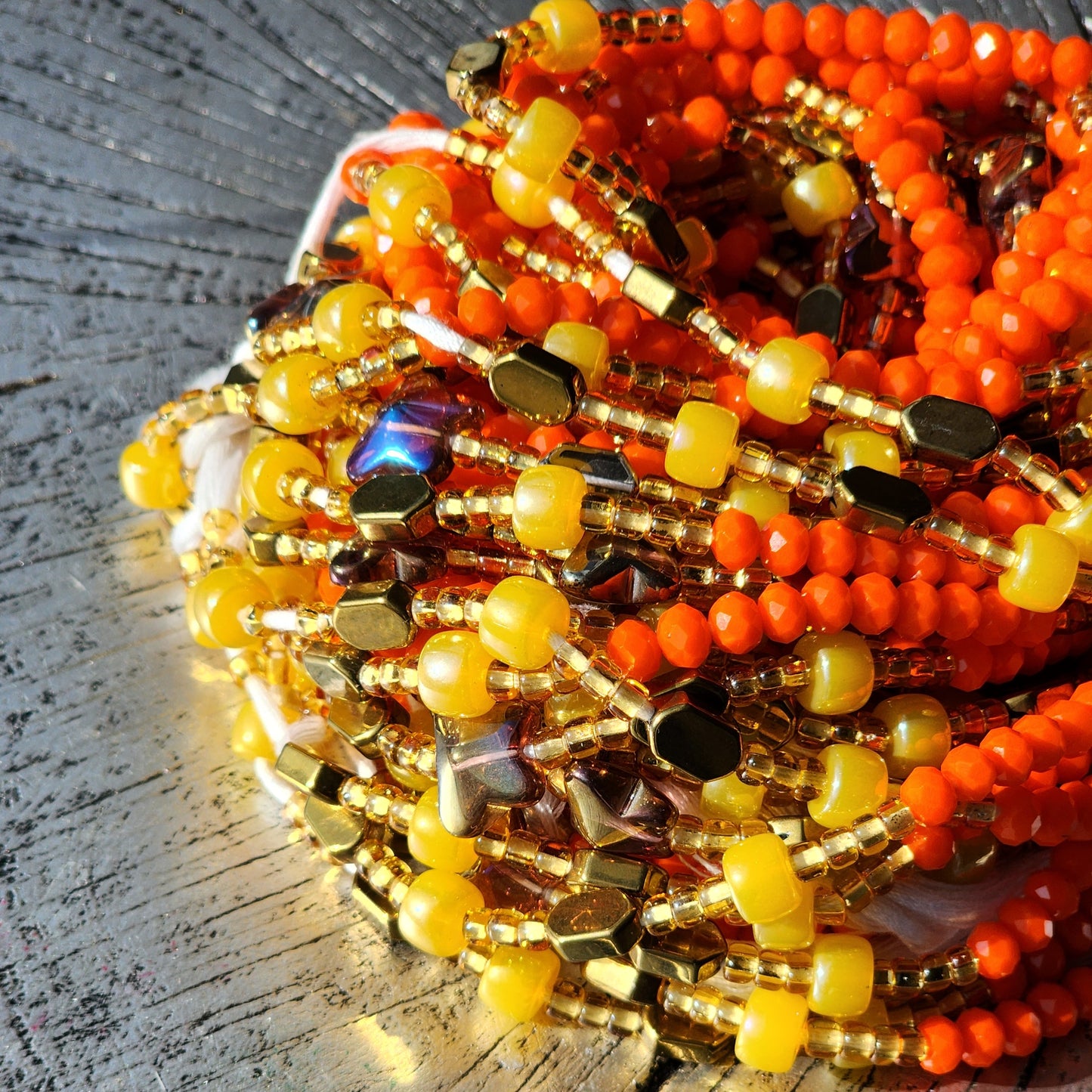 Orange crystal premium handmade waist beads 