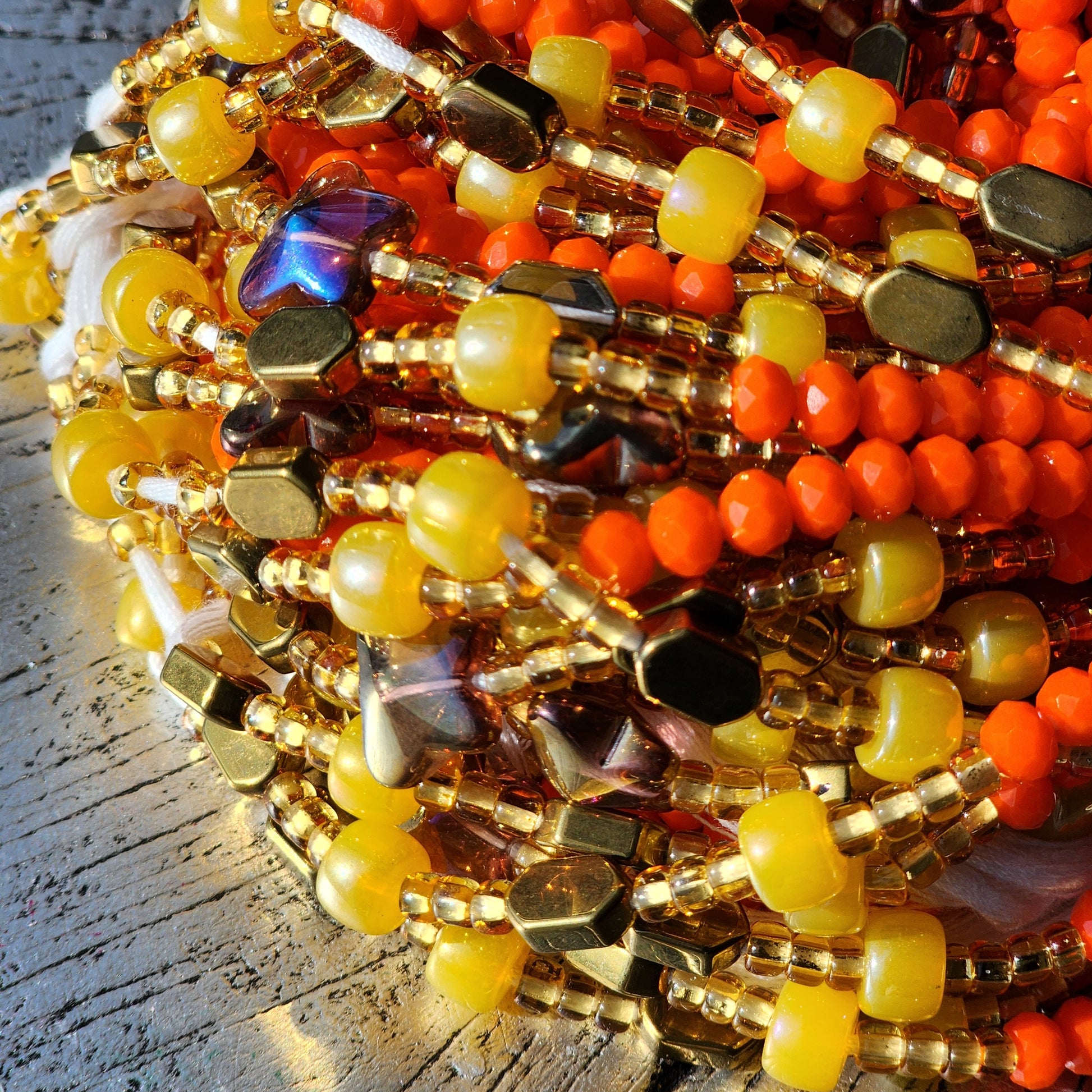 Orange crystal premium handmade waist beads 