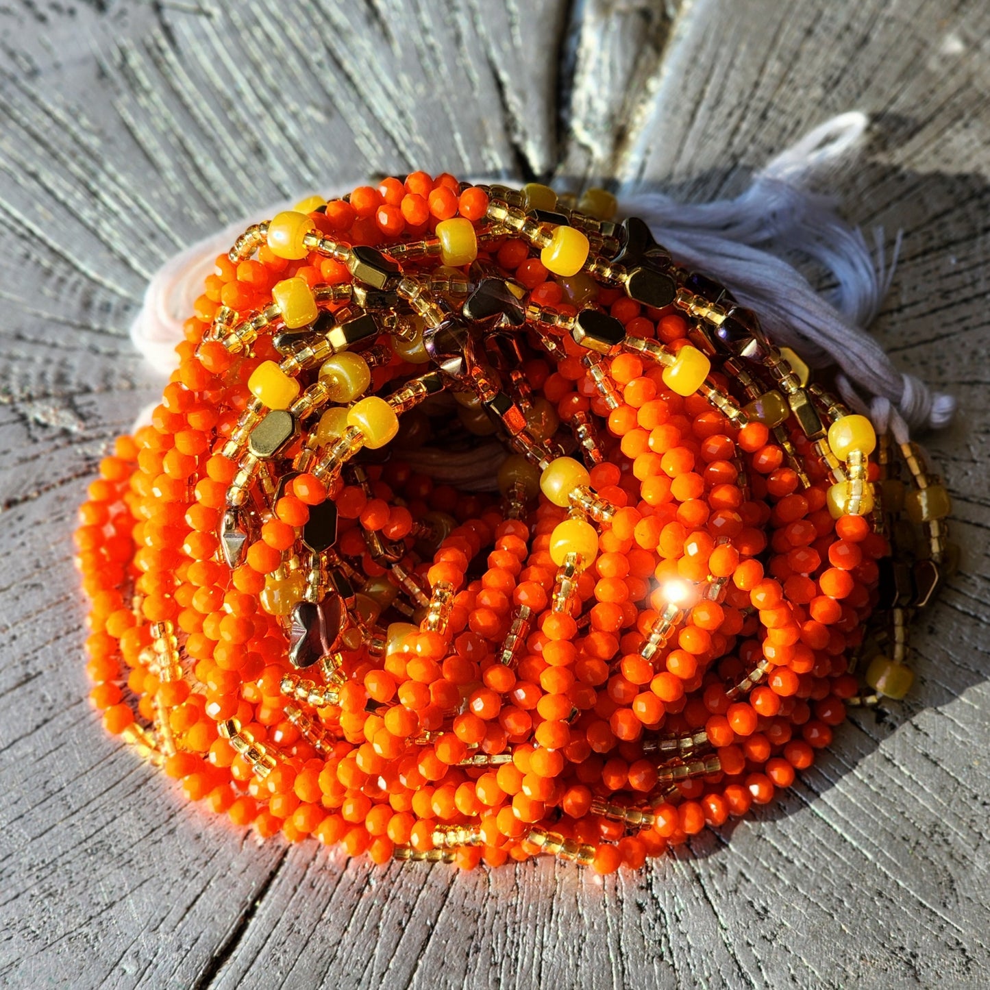 Orange crystal premium handmade waist beads 