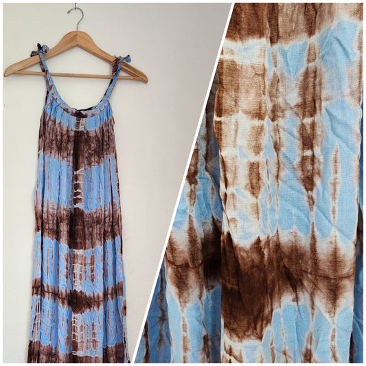 Blue and brown convertible maxi dress